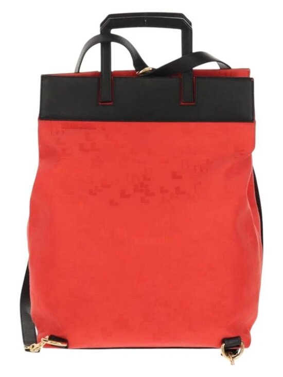 LOEWE Backpack Canvas Black Red Auth main image 10